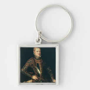Kung Sebastian av Portugal, c.1571 Fyrkantig Silverfärgad Nyckelring