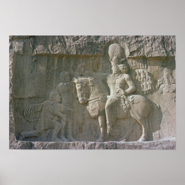 Kung Shapur I och Valerian Sassanian Poster (Framsidan)