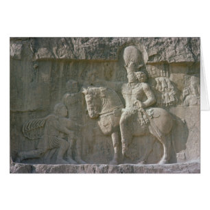Kung Shapur mig och Valerian Sassanian Hälsningskort