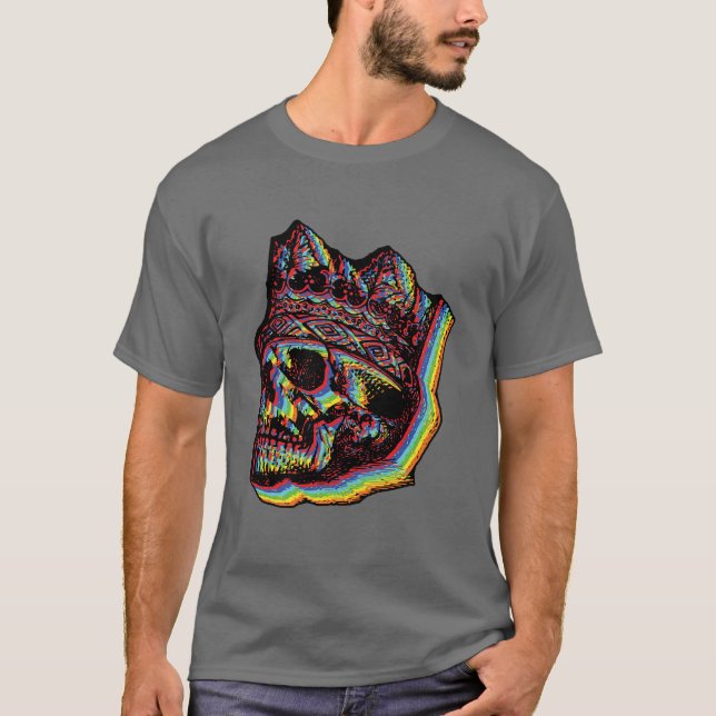 Kung Skalle Glitch T Shirt (Framsida)