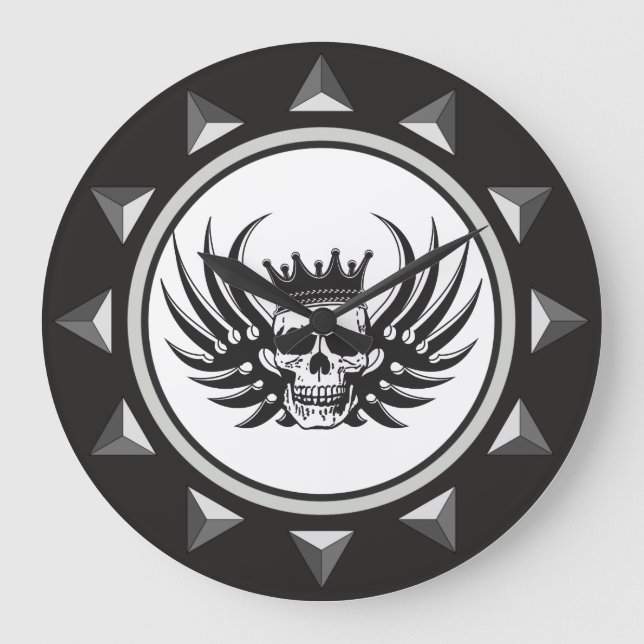 Kung Skull med Vingar Stor Klocka (Framsida)