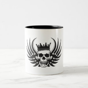 Kung Skull med Vingar Två-Tonad Mugg
