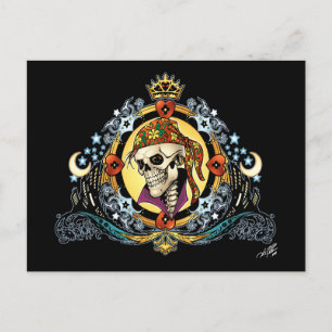 Kung Skull Pirat med Hearts av Al Rio Vykort