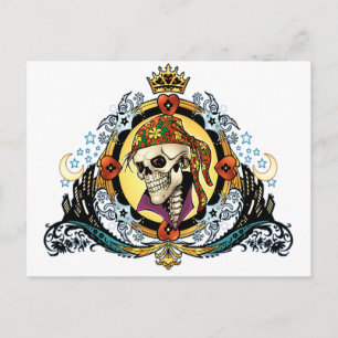 Kung Skull Pirat med Hearts av Al Rio Vykort