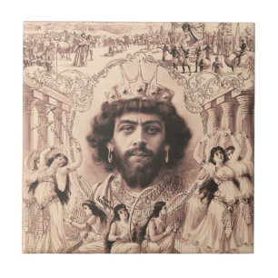 Kung Solomon omgiven av Dancing Girls Kakelplatta