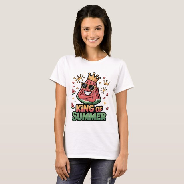 Kung Sommar Vattenmelon Kung T-Shirt Cool Tecknad  (Hel framsida)