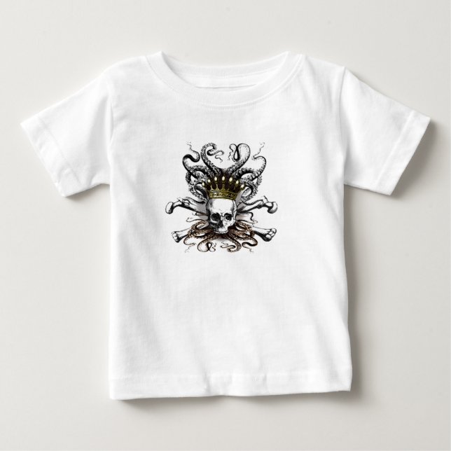 Kung Squid Skull Baby T-shirt (Framsida)