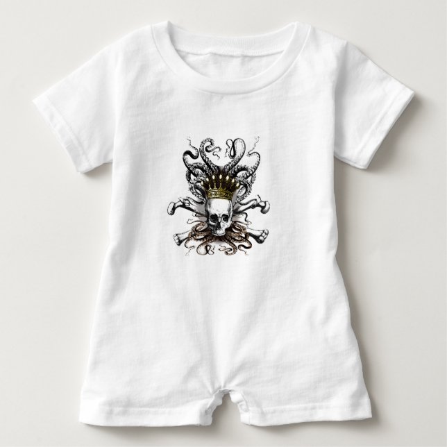 Kung Squid Skull Baby Tee (Framsida)