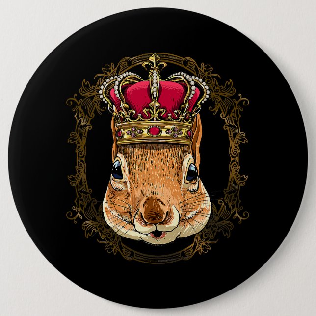 Kung Squirrel Wearing CrownQueen Squirrel Animal 3 Knapp (Framsida)