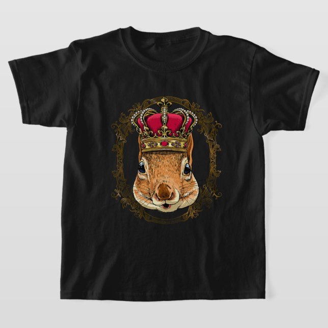 Kung Squirrel Wearing CrownQueen Squirrel Animal 3 T Shirt (Laydown)
