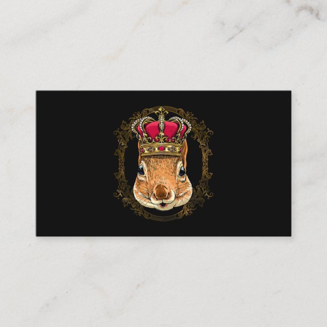 Kung Squirrel Wearing CrownQueen Squirrel Animal 3 Visitkort (Framsida)