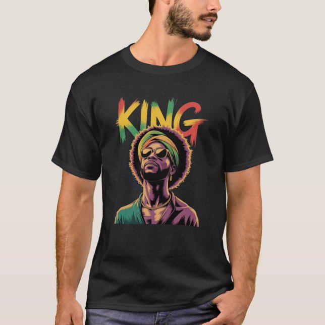 Kung - Svart Pride Rasta Färg Design T Shirt (Framsida)