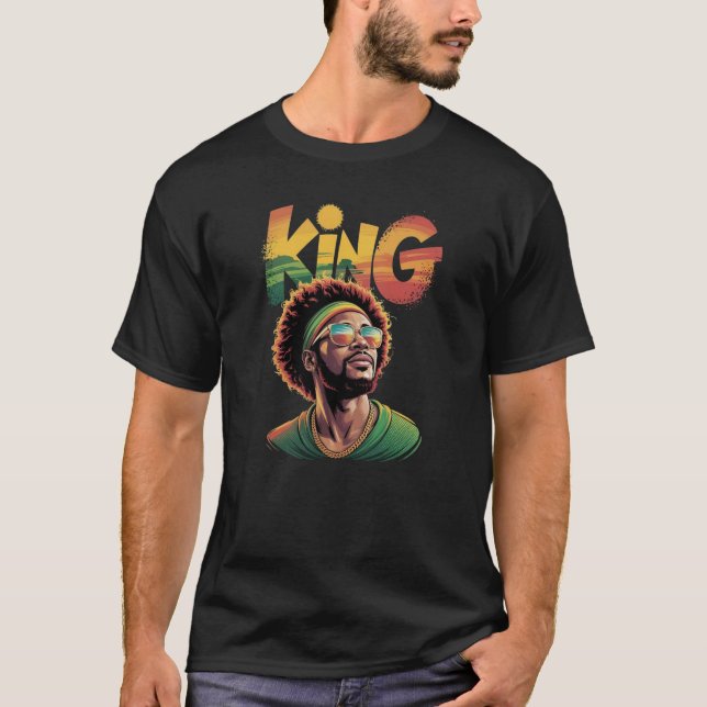 Kung - Svart Pride Rasta Färg Design T Shirt (Framsida)