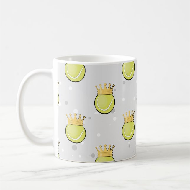 Kung tennis - Sömlös Mönster på Grått Background Kaffemugg (Vänster)