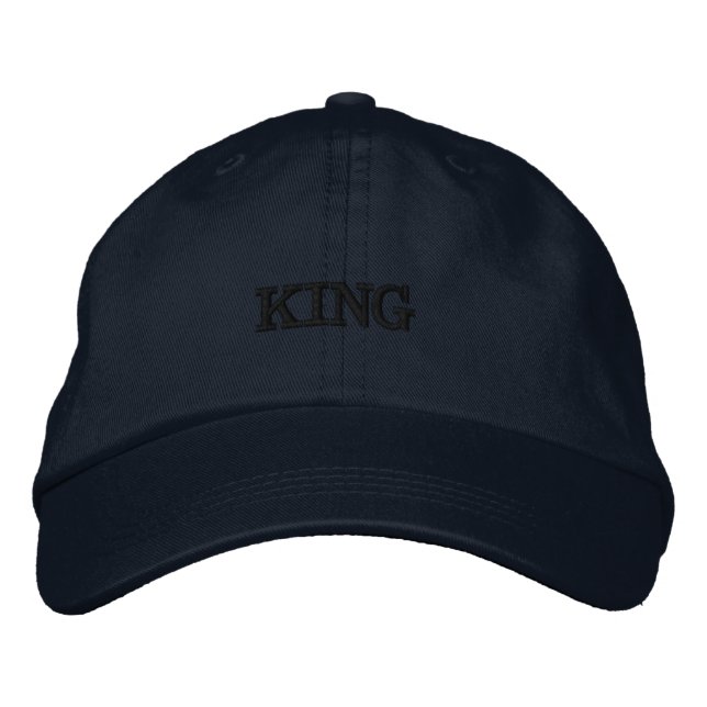 Kung Text Stilig Män Klassisk Utseende Marin Färg  Broderad Keps (Framsida)