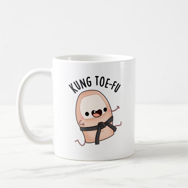 Kung Toe-fu Funny Big Toe Pun Kaffemugg (Vänster)