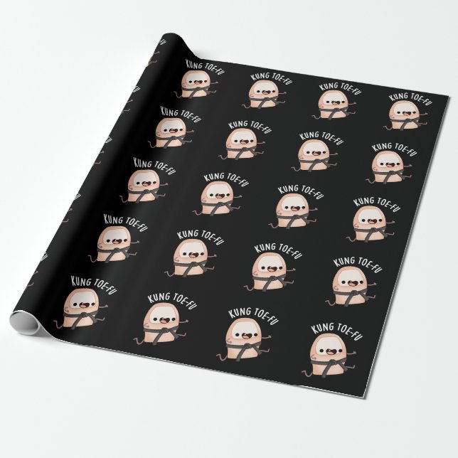 Kung Toe-fu Rolig Stor Tå Puns Mörk BG Presentpapper (Utrullad)