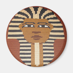 Kung Tut Black Brown Beige Crochet Print på Round Magnet
