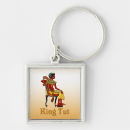 Kung Tut på tronen Fyrkantig Silverfärgad Nyckelring