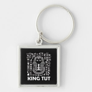 Kung tut pharaoh egyptian Hieroglyphic Alphabet Fyrkantig Silverfärgad Nyckelring