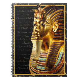 Kung Tutankhamon med hieroglyfer Guld och Svart Anteckningsbok