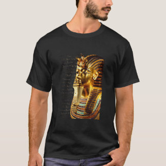 Kung Tutankhamon med hieroglyfer guld och svart T Shirt