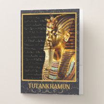 Kung Tutankhamun med Hieroglyfer Guld Framed