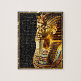 Kung Tutankhamun med Hieroglyfer Guld och Black Pussel