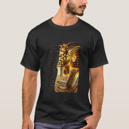 Kung Tutankhamun med Hieroglyfer Guld och Black T Shirt