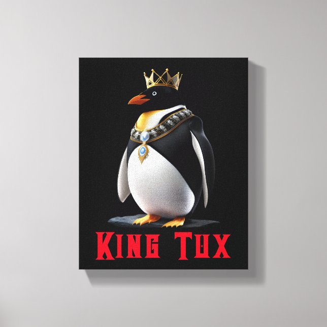 Kung Tux - Regal Linux Penguin Canvastryck (Framsida)
