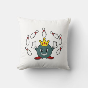 Kung vid Bowling med Bowlstift-stift Kudde