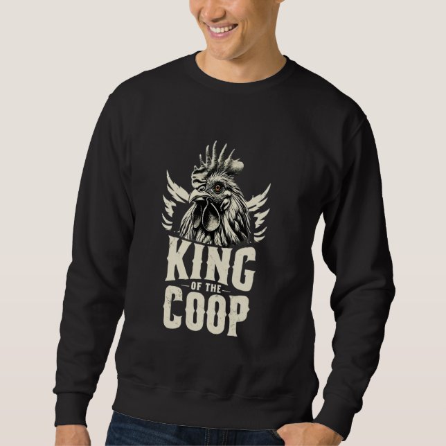 Kung vid Coop Funny Tupp Chickuppfödning Lång Ärmad Tröja (Framsida)