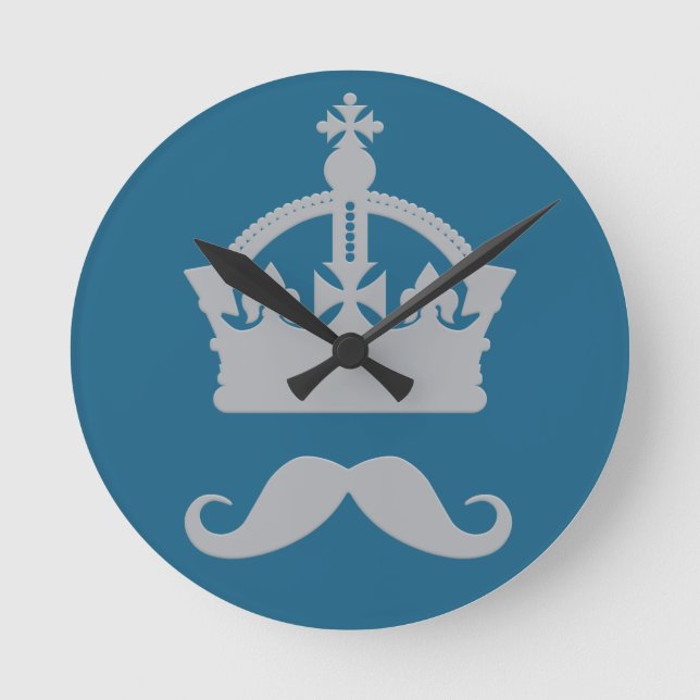 Kung vid Mustachen anpassningsbar färg Rund Klocka (Framsida)