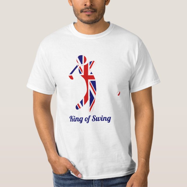 Kung vid Swing | Union Jack Flagga Golf Player T Shirt (Framsida)