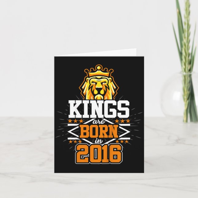 Kungar Föds 2016 Lion Födelsedagspresenter 6e Kort (Framsida)