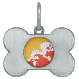 Kungariket Bhutan flagga, drakeld Namnbricka Husdjur