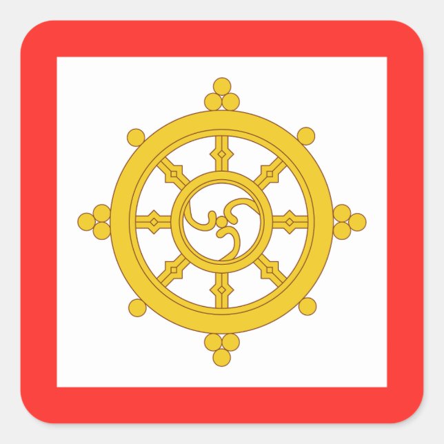 Kungariket Sikkim Flagga Fyrkantigt Klistermärke (Framsida)