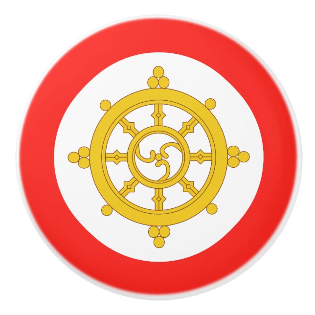 Kungariket Sikkim Flagga Knopp (Framsidan)