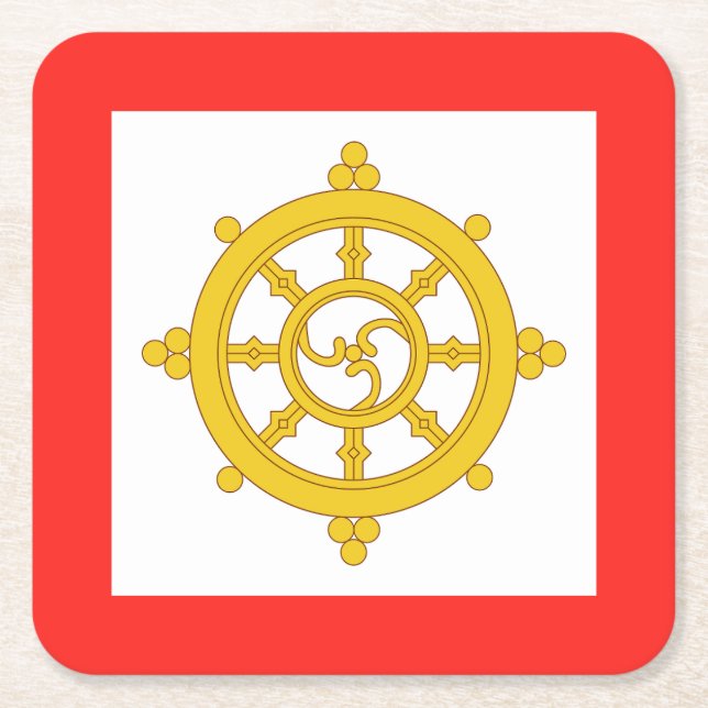 Kungariket Sikkim Flagga Underlägg Papper Kvadrat (Framsidan)