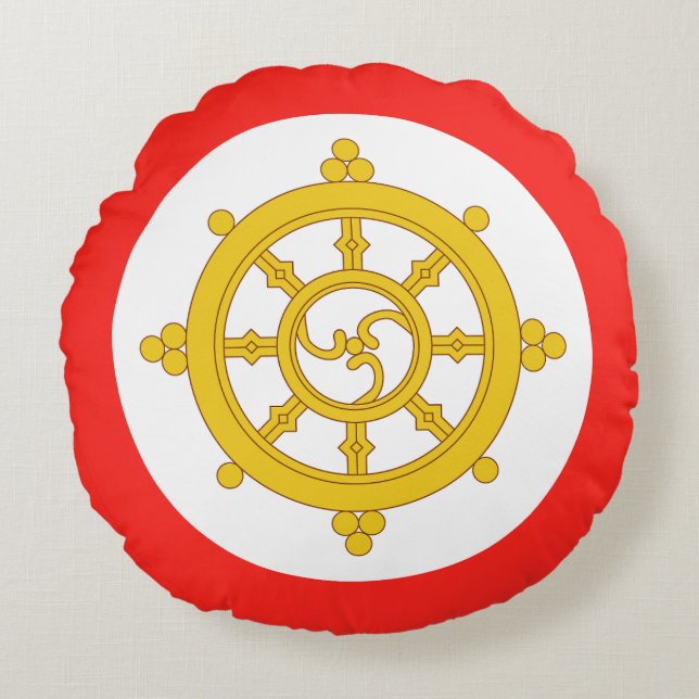 Kungariket Sikkims flagga Rund Kudde (Framsidan)