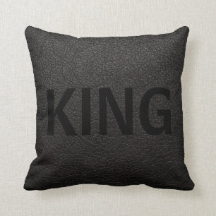 KUNGDROTTNING på svart läder Kudde