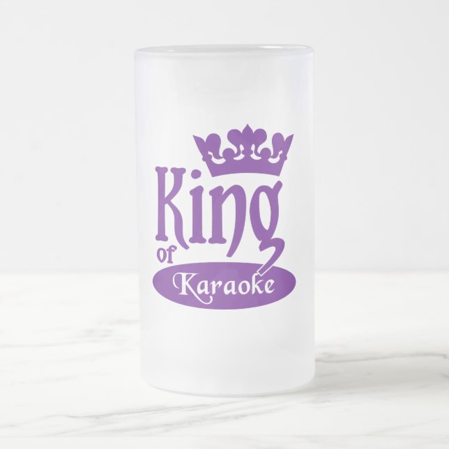 Kungen av Karaokemuggen - välj stil & färga Frostat Ölglas (Center)