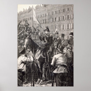 Kungen av Prussia som tilltalar berlinersna Poster