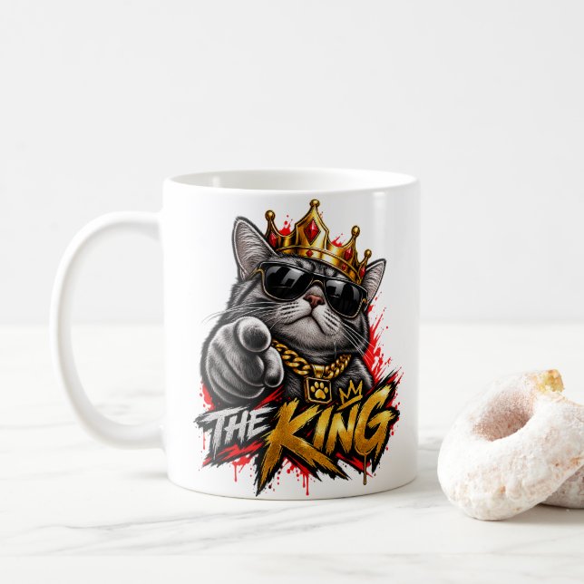 Kungen Cool Katt Med Krona Tvåsidig Kaffe Mugg (Med munk)