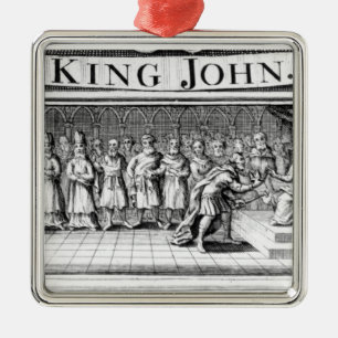 Kungen John kapitulerar hans krona Julgransprydnad Metall