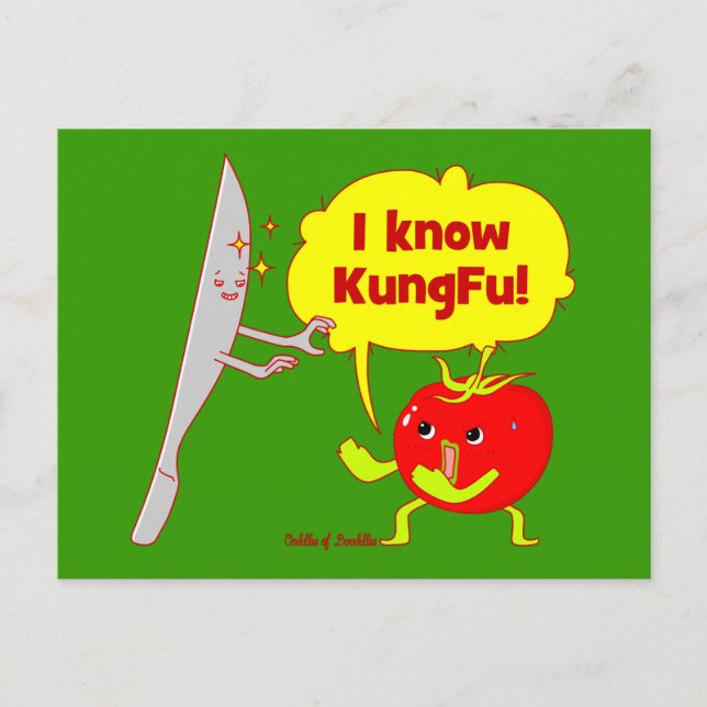 KungFu Tomato Doodle Art Postcard Vykort (Framsida)