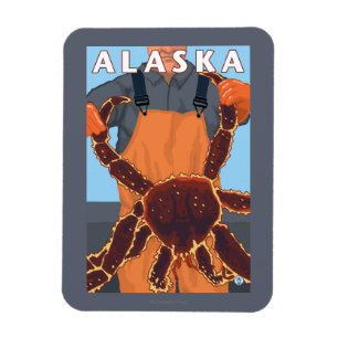 Kungkrabba och fiskarevintage resoraffisch magnet