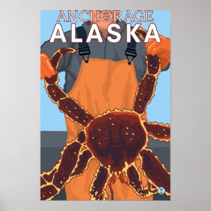 Kungkrabbafiskare - ankring, Alaska Poster