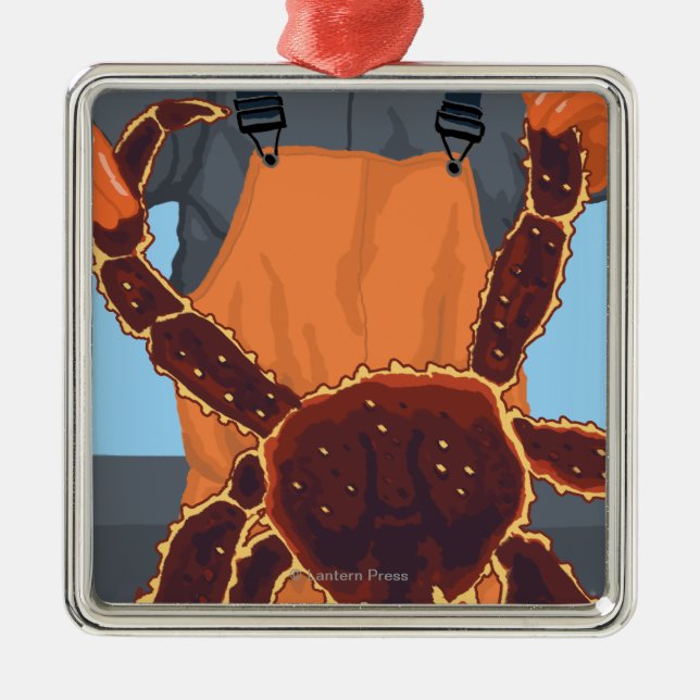 Kungkrabbafiskare - det Pike stället marknadsför, Julgransprydnad Metall (Framsidan)