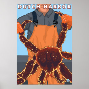 Kungkrabbafiskare - holländsk hamn, Alaska Poster